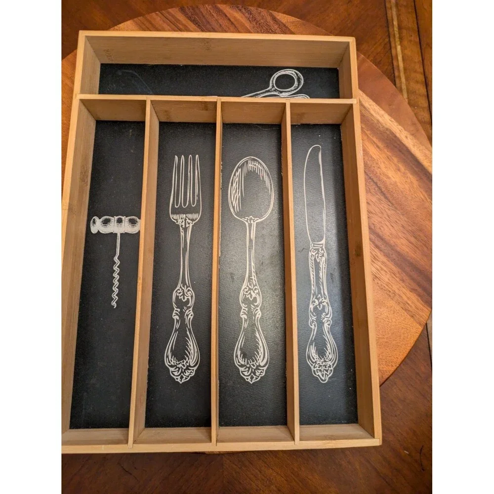 Core Bamboo Tray Silverware Organizer Hardware Organizer Cutlery Tray